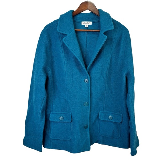 Jessica Plus Vintage Blue Wool Button Down Blazer Jacket Size 1X - Picture 2 of 12